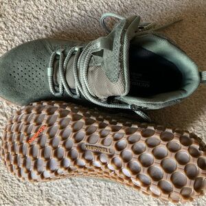 Merrell Olive Green Trail Sneakers with Gum Outsole